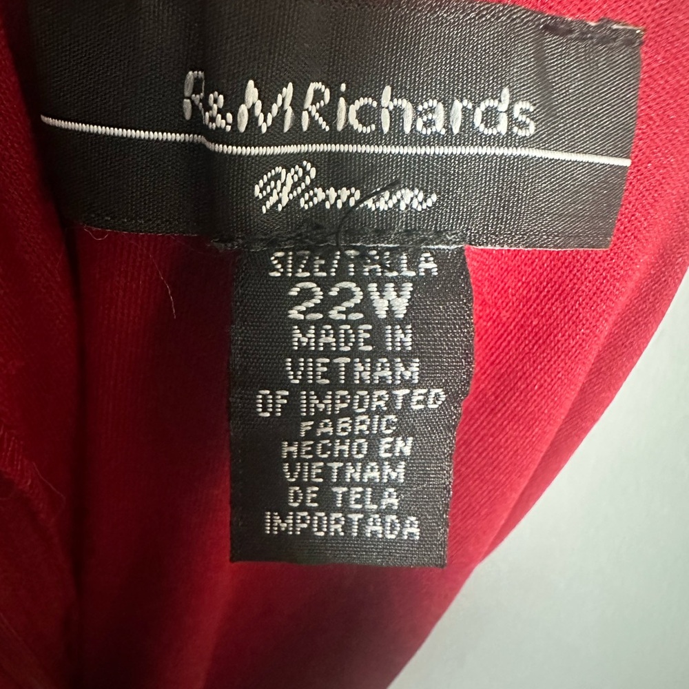 R&M Richards Red Chiffon Dress Rhinestone neckline - Picture 5 of 8